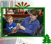 Mom helps with presents